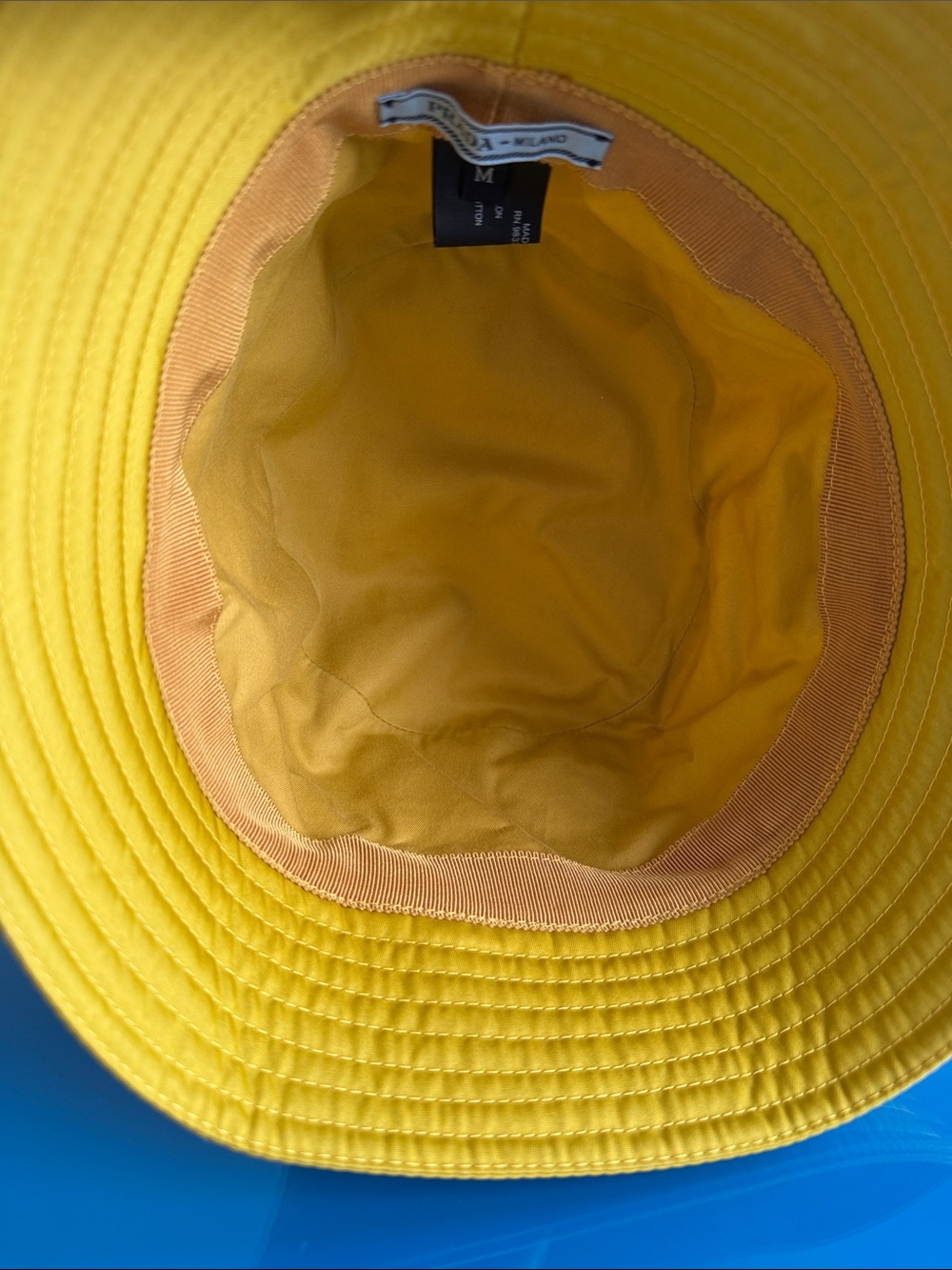 Prada Bright Yellow Re-Nylon Bucket Hat with Logo - Picture 3 of 5